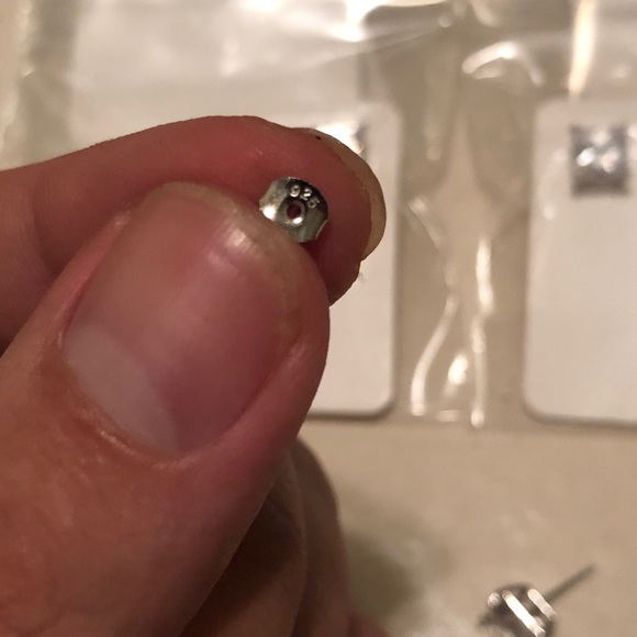 2 pair 10mm Square CZ Solid 925 Studs - Picture 4 of 7